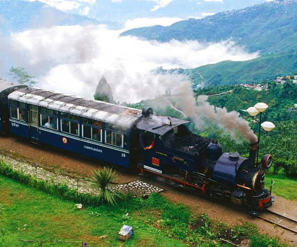 1889 steam engine toy train in Darjeeling , West Bengal, India